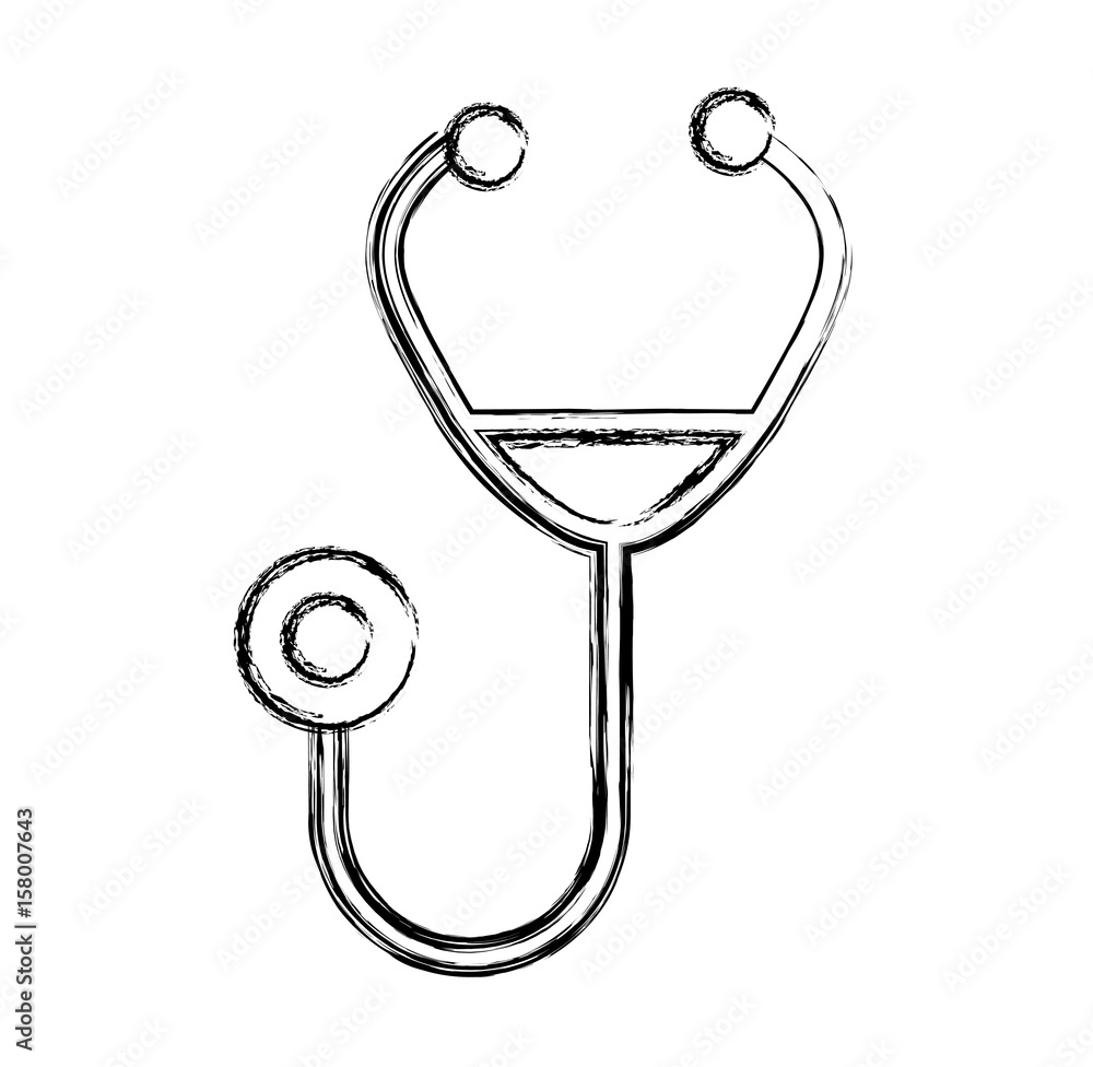sketch draw stethoscope cartoon vector graphic design Stock Vector | Adobe  Stock