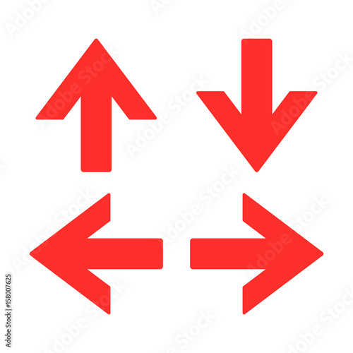 arrow direction sign, red color, isolated vector