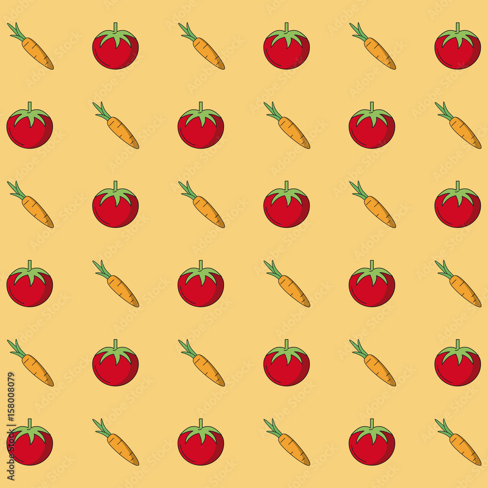 colorful background with pattern of tomatoes and carrots vector illustration colorful background with pattern of tomatoes and carrots vector illustration