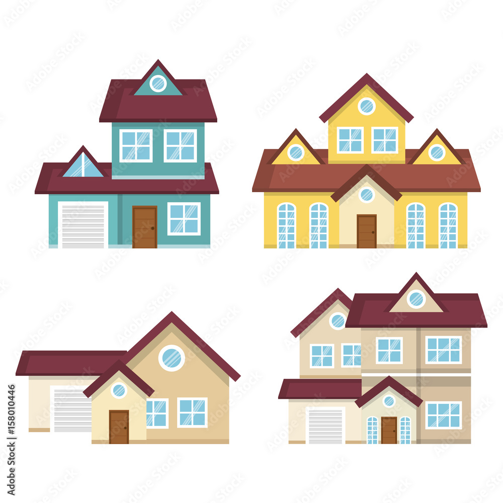 Set of houses over white background vector illustration Set of houses over white background vector illustration