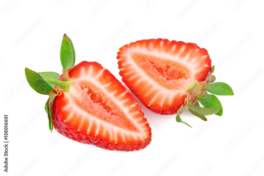 Ripe juicy strawberries on a white background. Ripe juicy strawberries on a white background.
