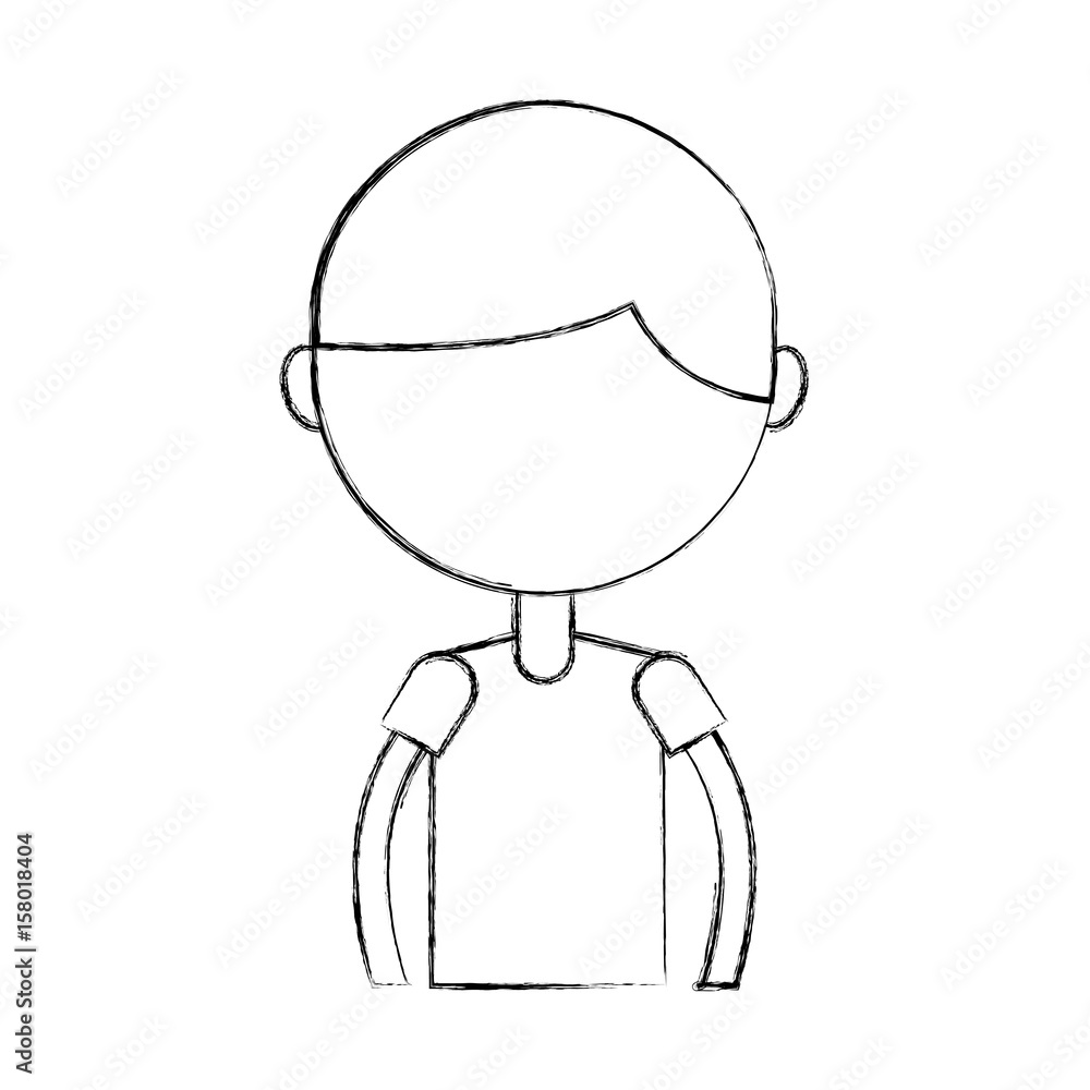 cute sketch draw upper body boy cartoon vector graphic design Stock Vector  | Adobe Stock