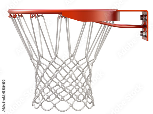 Basketball hoop and net isolated on white background