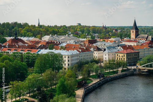 Springtime cityscape of Tartu town, Estonia