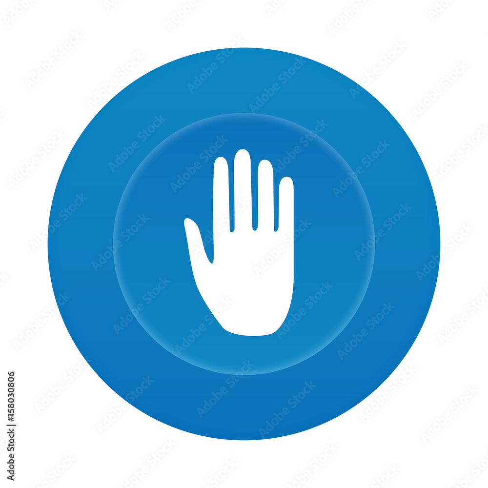 Runder 3D Button - Handfläche - Verbot Runder 3D Button - Handfläche - Verbot