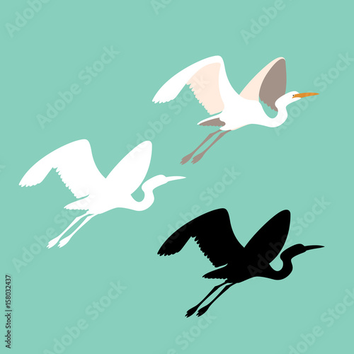 heron bird vector illustration style Flat