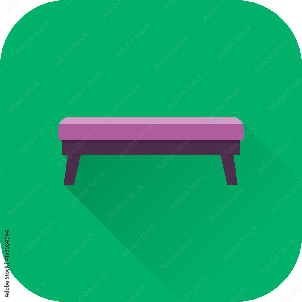 Bench icon. Flat design with long shadow. Vector illustration. Furniture for bedroom. Bench icon. Flat design with long shadow. Vector illustration. Furniture for bedroom.