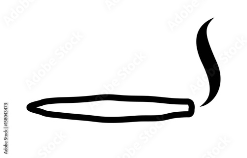 Smoking a marijuana joint or cannabis spliff cigarette line art vector icon for apps and websites