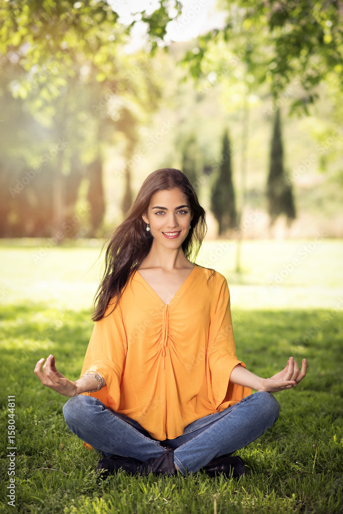 beautiful girl doing yoga exercises in a park beautiful girl doing yoga exercises in a park