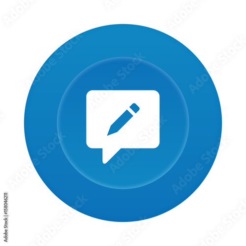 Runder 3D Button - Sprechblase mit Stift - Blog