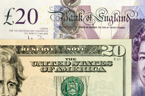 Sterling and US dollar 20 banknotes  photo