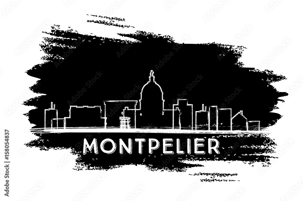 Montpelier Skyline Silhouette. Hand Drawn Sketch.