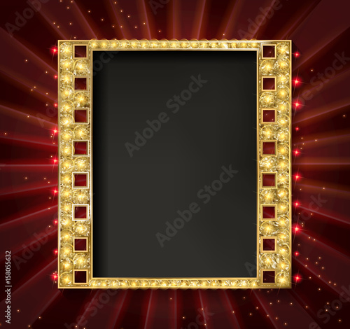 gold film on the curtain backdrop.