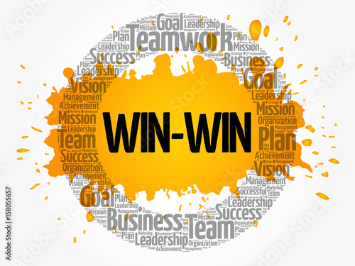 Win-win - winning solution word cloud, business concept