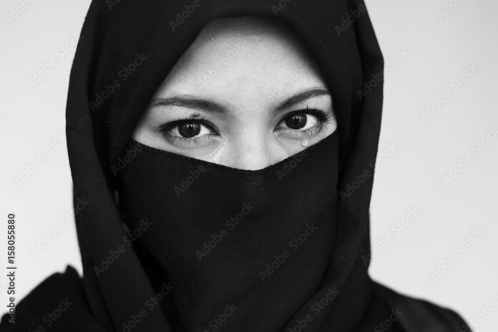 Middle eastern woman wearing hijab studio portrait Middle eastern woman wearing hijab studio portrait