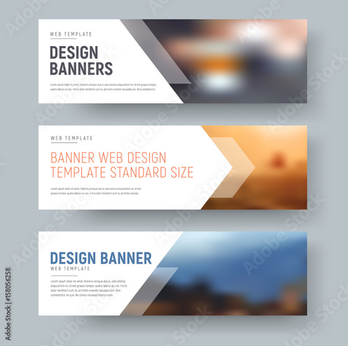 Design of standard horizontal web banners with space for photo and text.