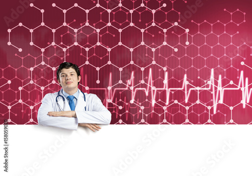 Doctor with banner