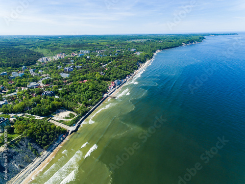 Bird-eye view of the Baltic coast in Svetlogorsk resort town, Russia © castenoid