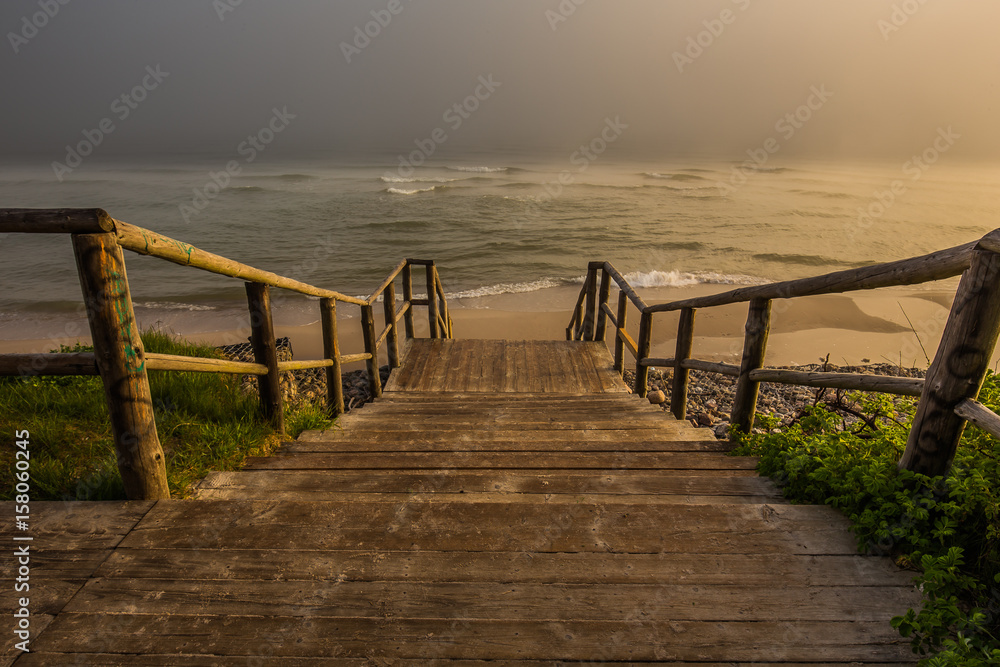 Foggy morning at the Baltic sea coast. Jastrzebia Gora, Poland Foggy morning at the Baltic sea coast. Jastrzebia Gora, Poland