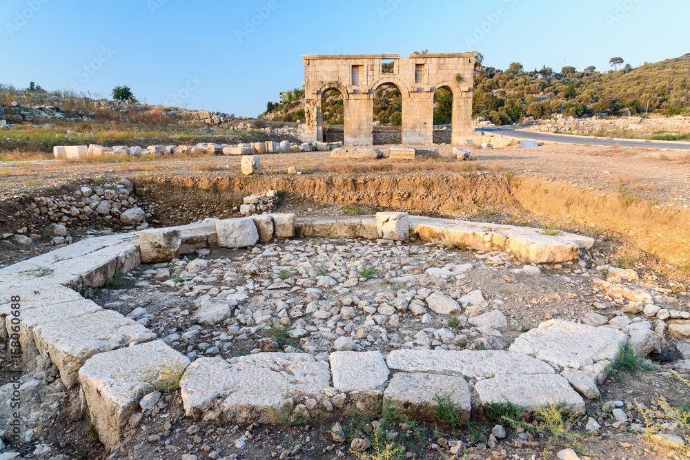 Octagonal pool in ancient Lycian city Patara. Turkey