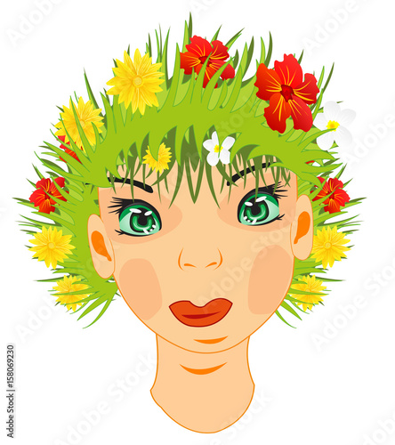Girl with hair by herb