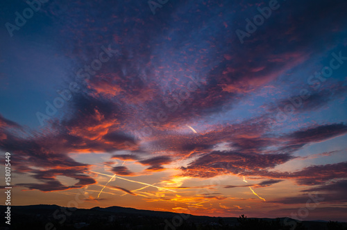 Amazing sunset panorama photo