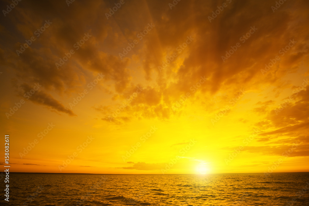 Magic golden sunset over the sea