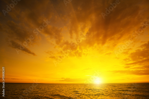 Magic golden sunset over the sea