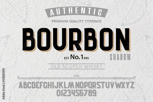 Font.Alphabet.Script.Typeface.Label.Bourbon typeface.For labels and different type designs