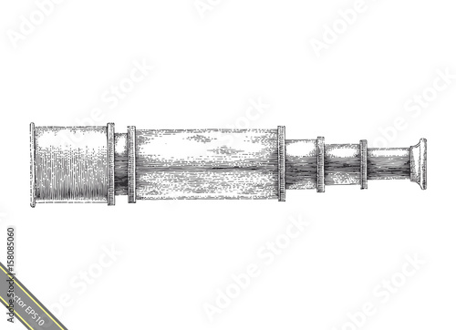 Vintage binoculars hand drawing engraving style,Binoculars vintage clipart