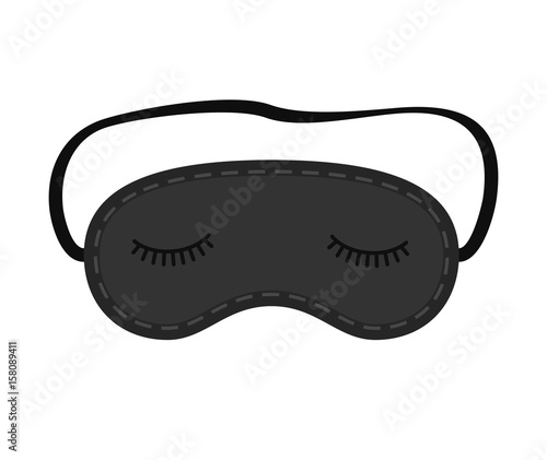 Black eye sleep mask isolated on white background. Vector illustration