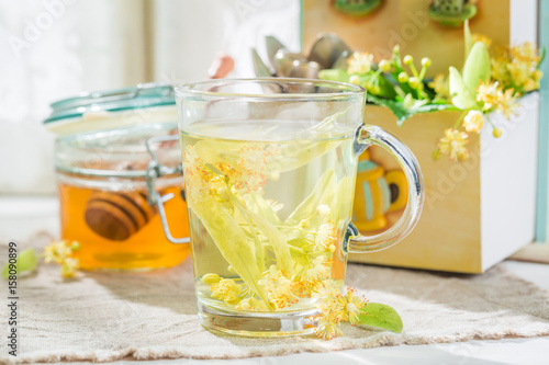 Fresh linden tea with honey best cure for flu