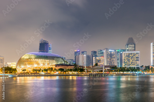 Esplanade theaters on the bay in Singapore at night