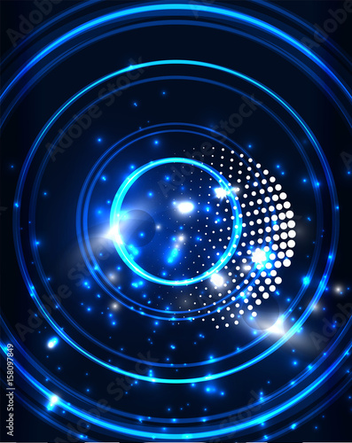 Neon circles abstract background