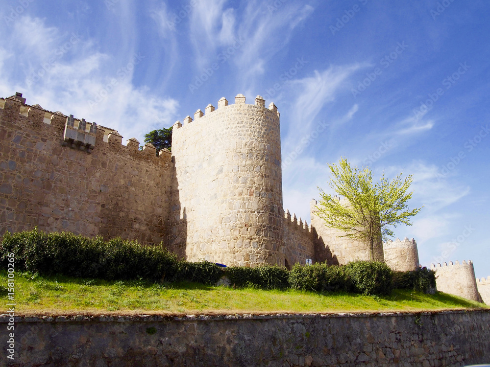 Defense wall of Avila city in Spain