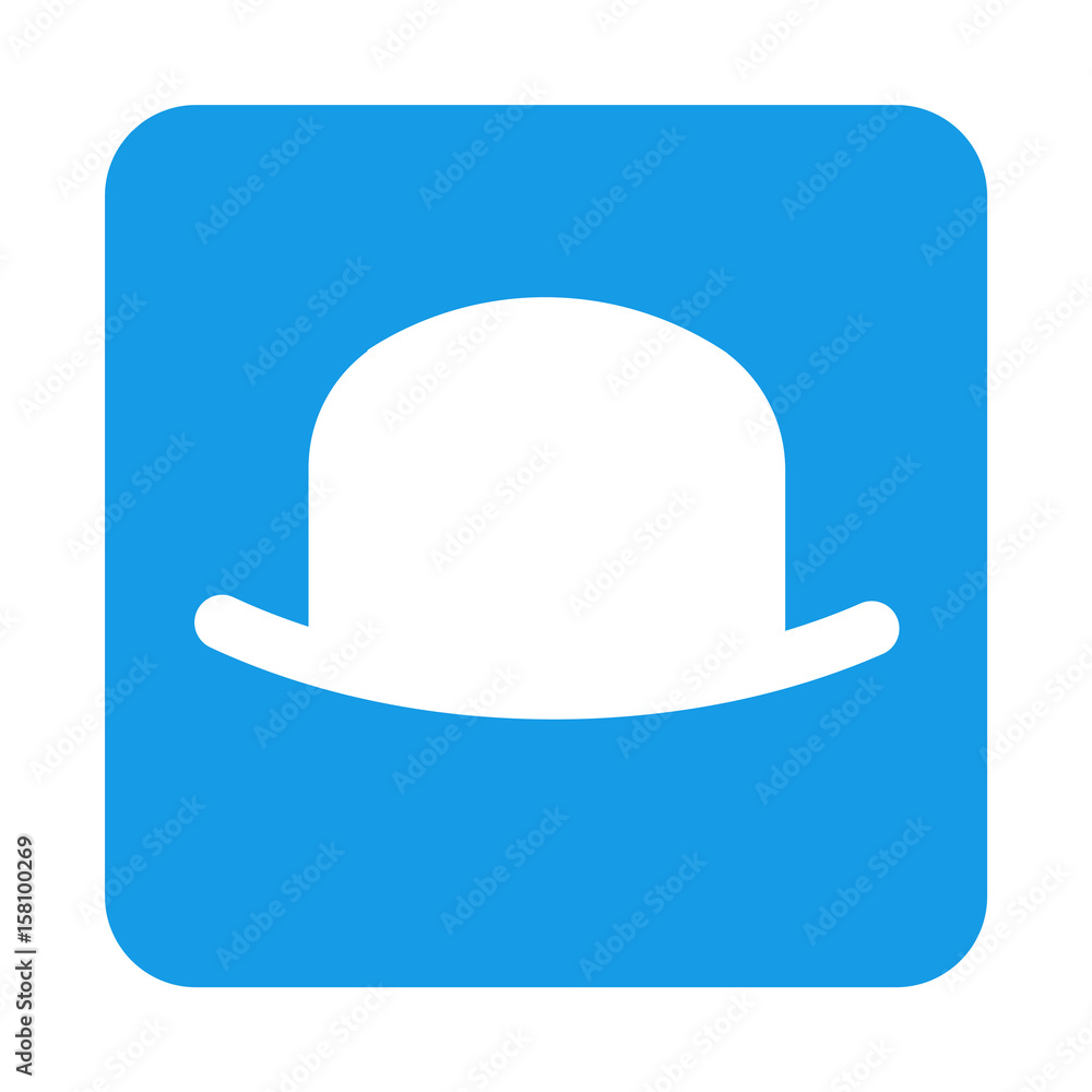 Icono plano bombin en cuadrado azul Icono plano bombin en cuadrado azul