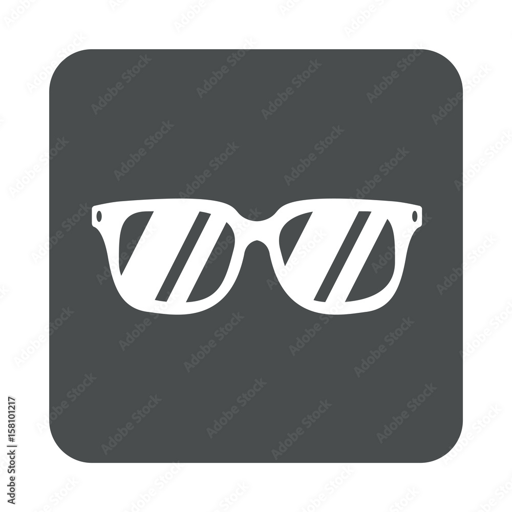 Icono plano gafas de sol en cuadrado gris Icono plano gafas de sol en cuadrado gris