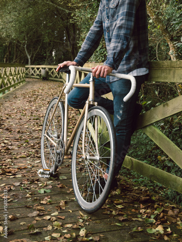 Fixie bike detail in autumn