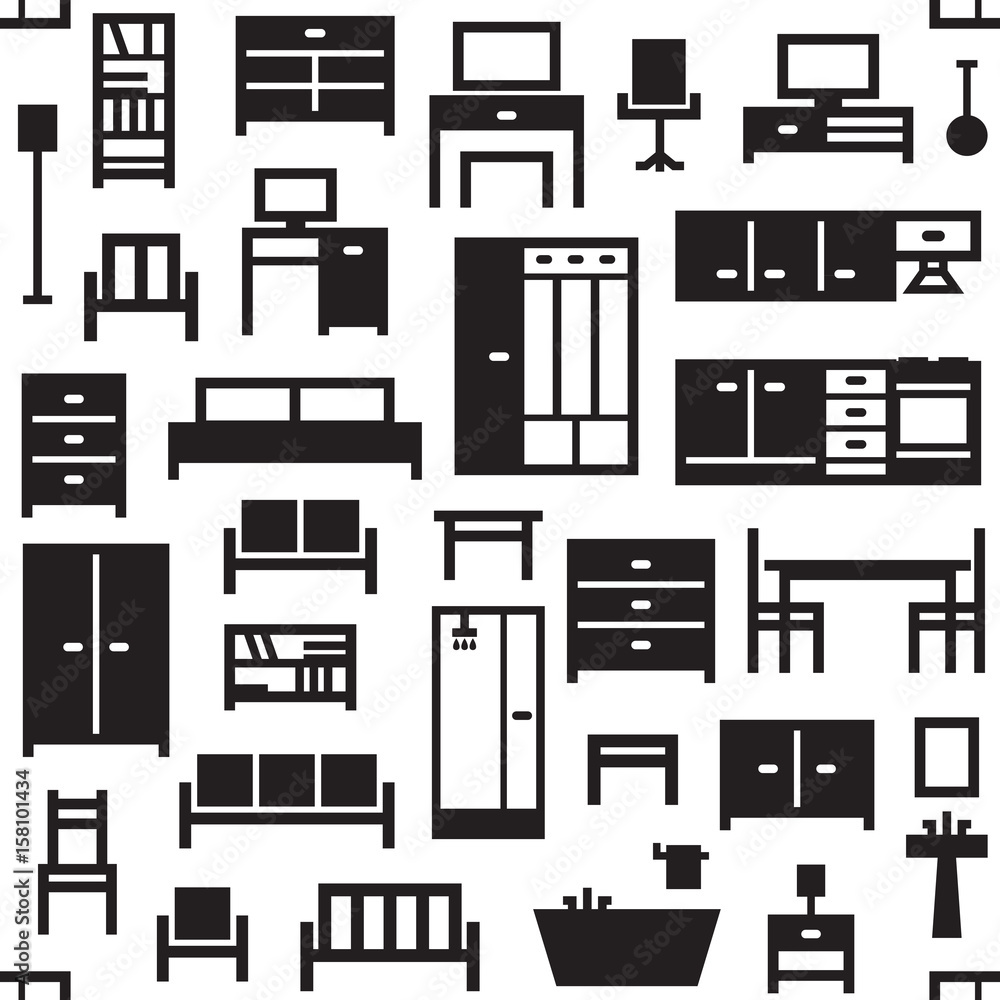 Vector furniture seamless pattern background 4 Vector furniture seamless pattern background 4