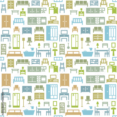 Vector furniture seamless pattern background 3
