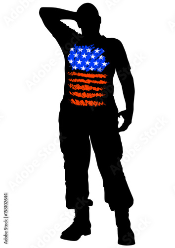 Soldier in uniform with american flag