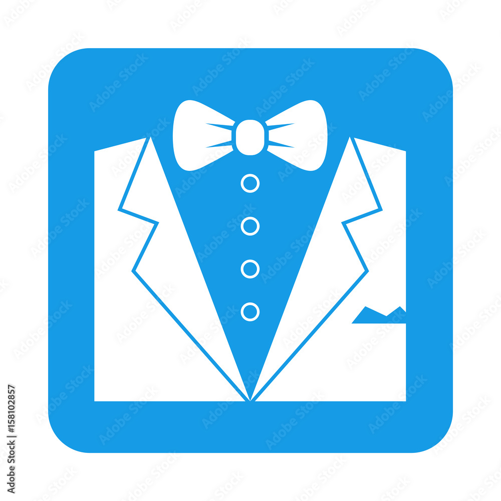 Icono plano smoking en cuadrado azul Icono plano smoking en cuadrado azul