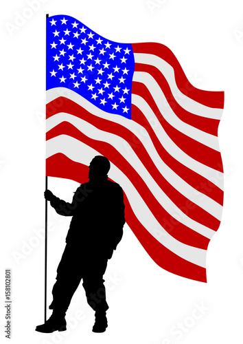 Soldier in uniform with american flag