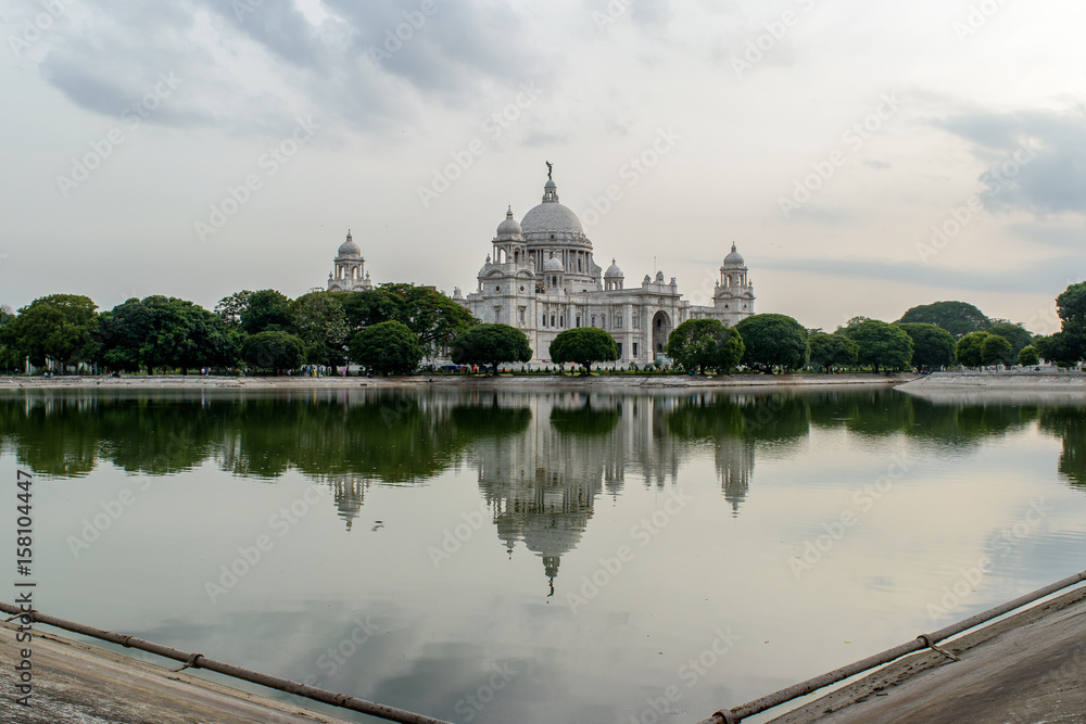 Beautiful  Victoria Memorial, Kolkata , West Bengal, India, at the time of Sunset. . A Historical Monument of Indian Architecture. Built to commemorate Queen Victoria's 25 years reign in India.