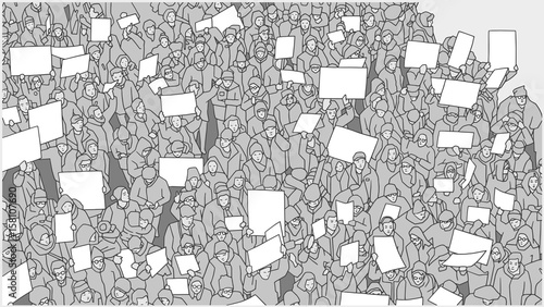 Illustration of crowd protesting against global warming