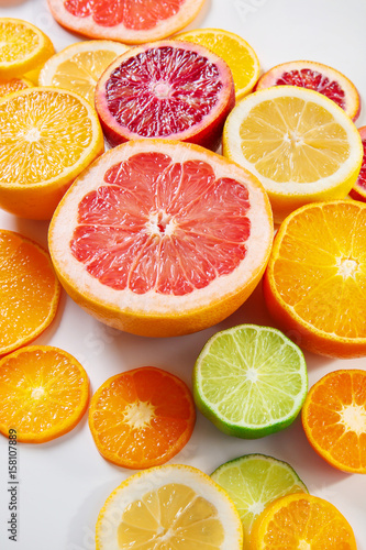 Slices of citrus fruits  closeup