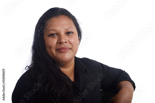Cuadro en lienzo Portrait of a latin woman on white background