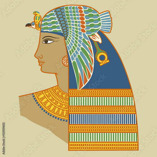 Profile of a woman in the style of ancient Egypt