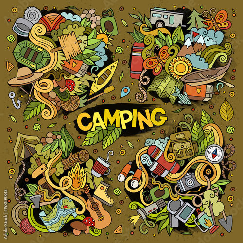 Camping nature doodles designs