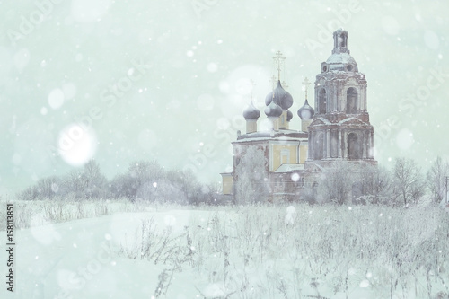 Old Orthodox Church in the winter landscape